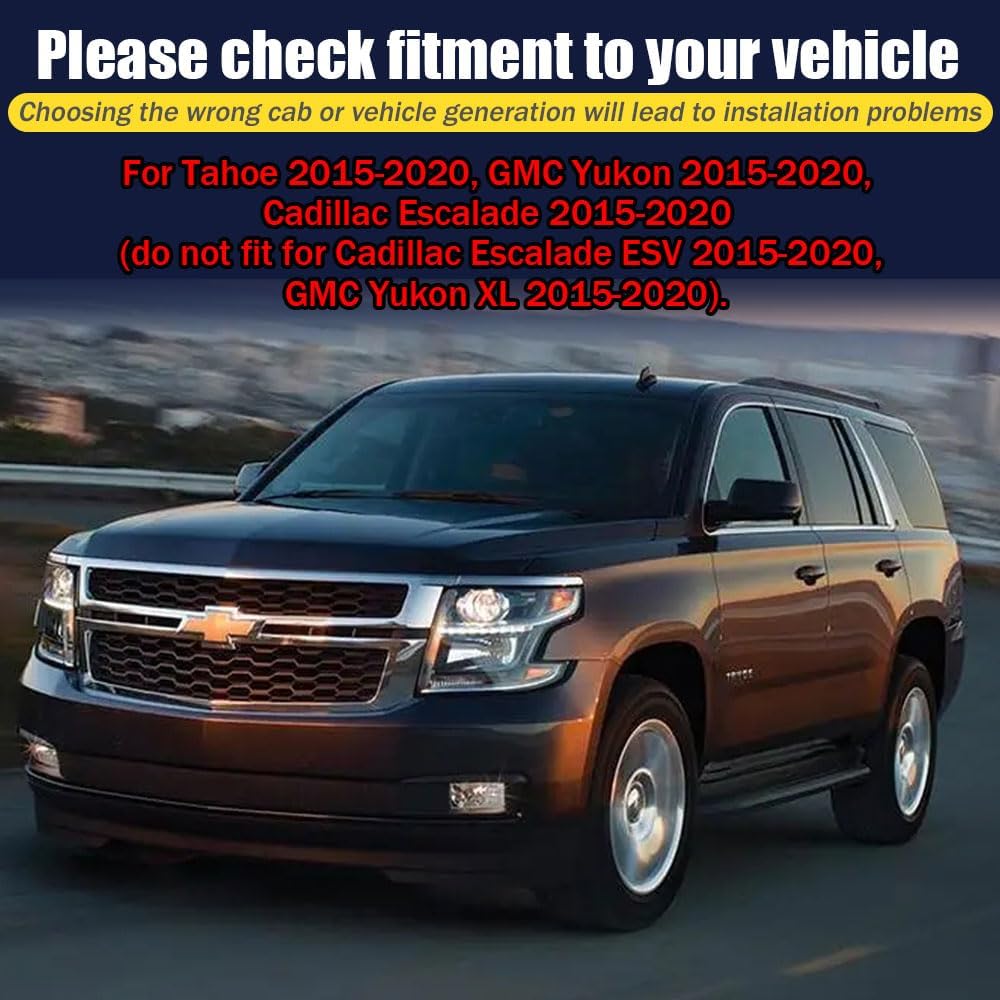 Rain Guards for Chevrolet (Chevy) Tahoe/GMC Yukon 2015-2020, Tape-on Side Window Deflectors for Chevrolet Tahoe, Window Visors for Chevrolet Cars, Car Accessories 4 Rain Guards & 4 Car Coasters