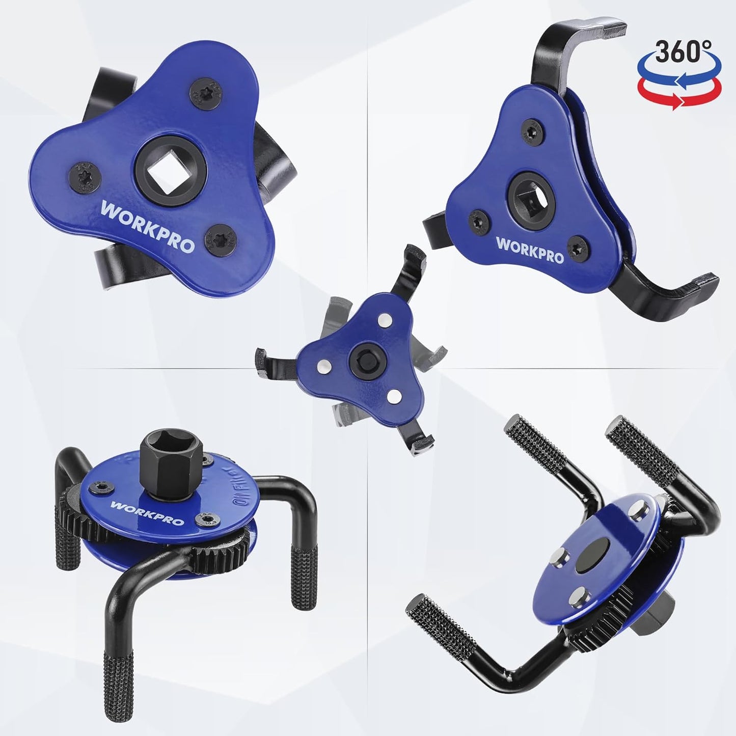 WORKPRO Universal Oil Filter Wrench & Removal Tool, Adjustable Oil Filter Change Set, Ideal for Engine, Conduit, & Fittings