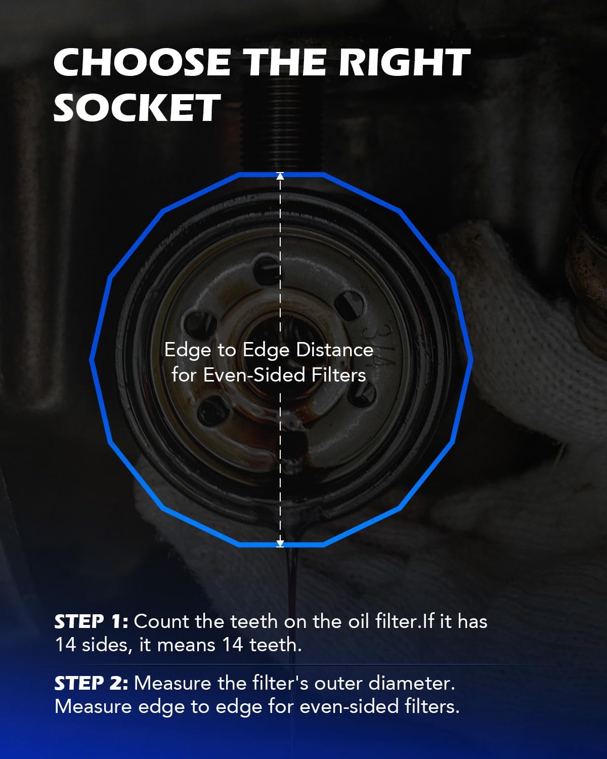 Orion Motor Tech Oil Filter Wrench Set, 10pc Oil Filter Socket Set, 3/8" Drive Metric Oil Filter Cap Wrench Removal Tool Kit, Low Profile Oil Filter Socket Set Compatible with Toyota VW BMW Mercedes