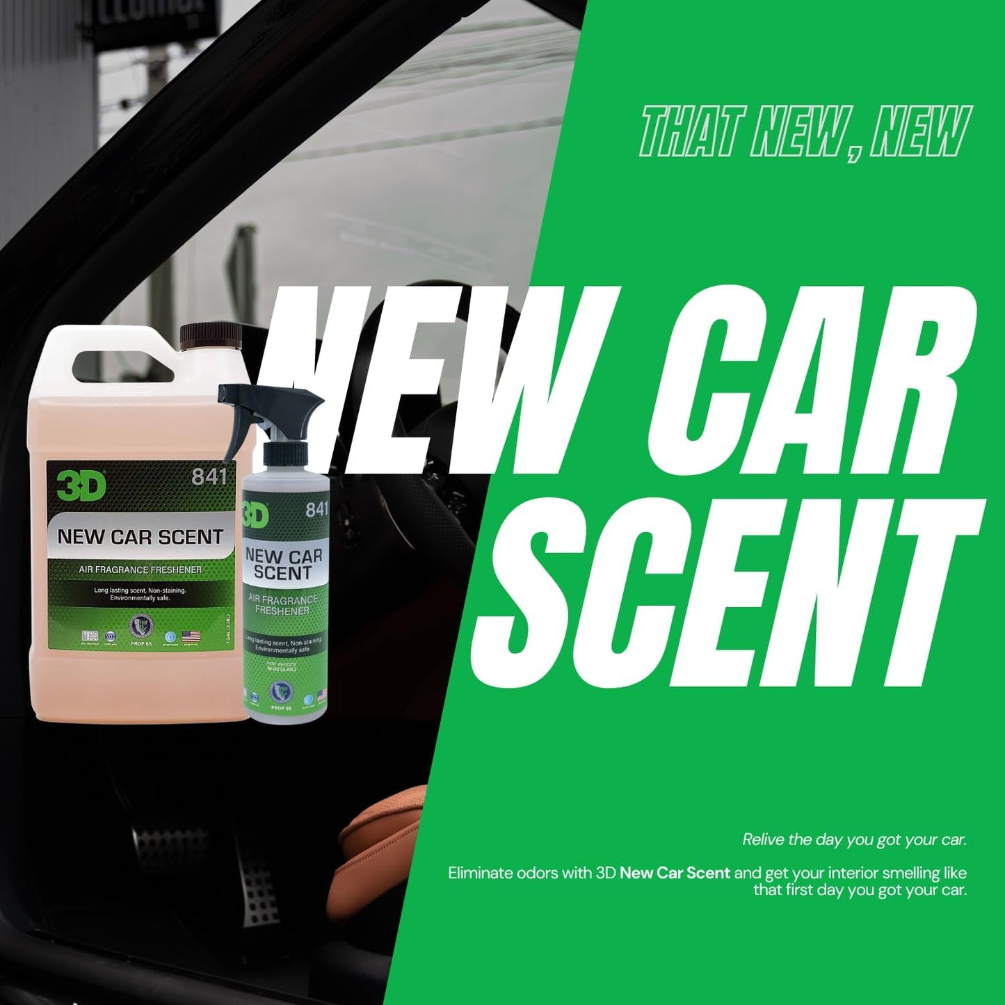 3D Water Based Odor Eliminator | Made in USA | All Natural | No Harmful Chemicals |Air Freshener (New Car Scent)