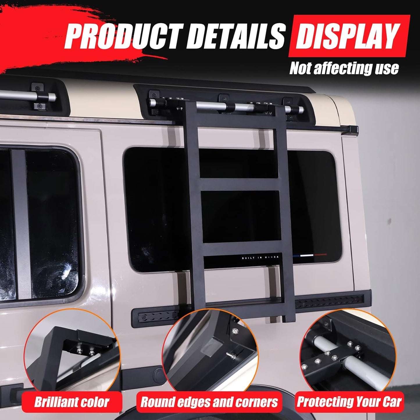 Car Roof Rack Ladder Side Access Ladder Compatible with INEOS Grenadier 2020-2024 Aluminum Alloy Side Window Roof Step Ladder Kit Left Right Universal