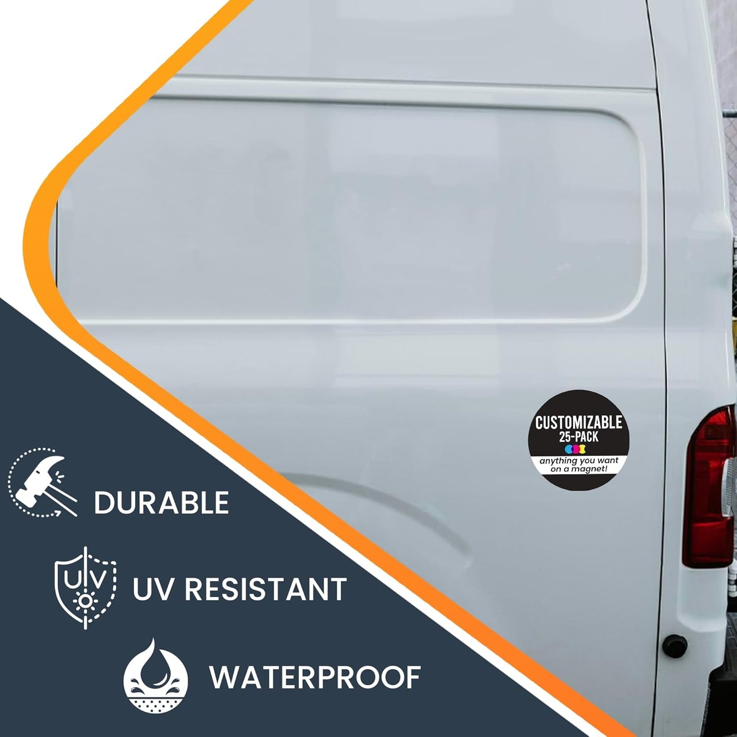 Magnet Me Up Customizable 30 Mil Round Magnet- 5β, 25 PK Weatherproof Car Magnet for Businesses, Sports Teams, Fundraisers & Personal Expression- Custom Text & Logo- Strong Magnetic Vinyl for Vehicles