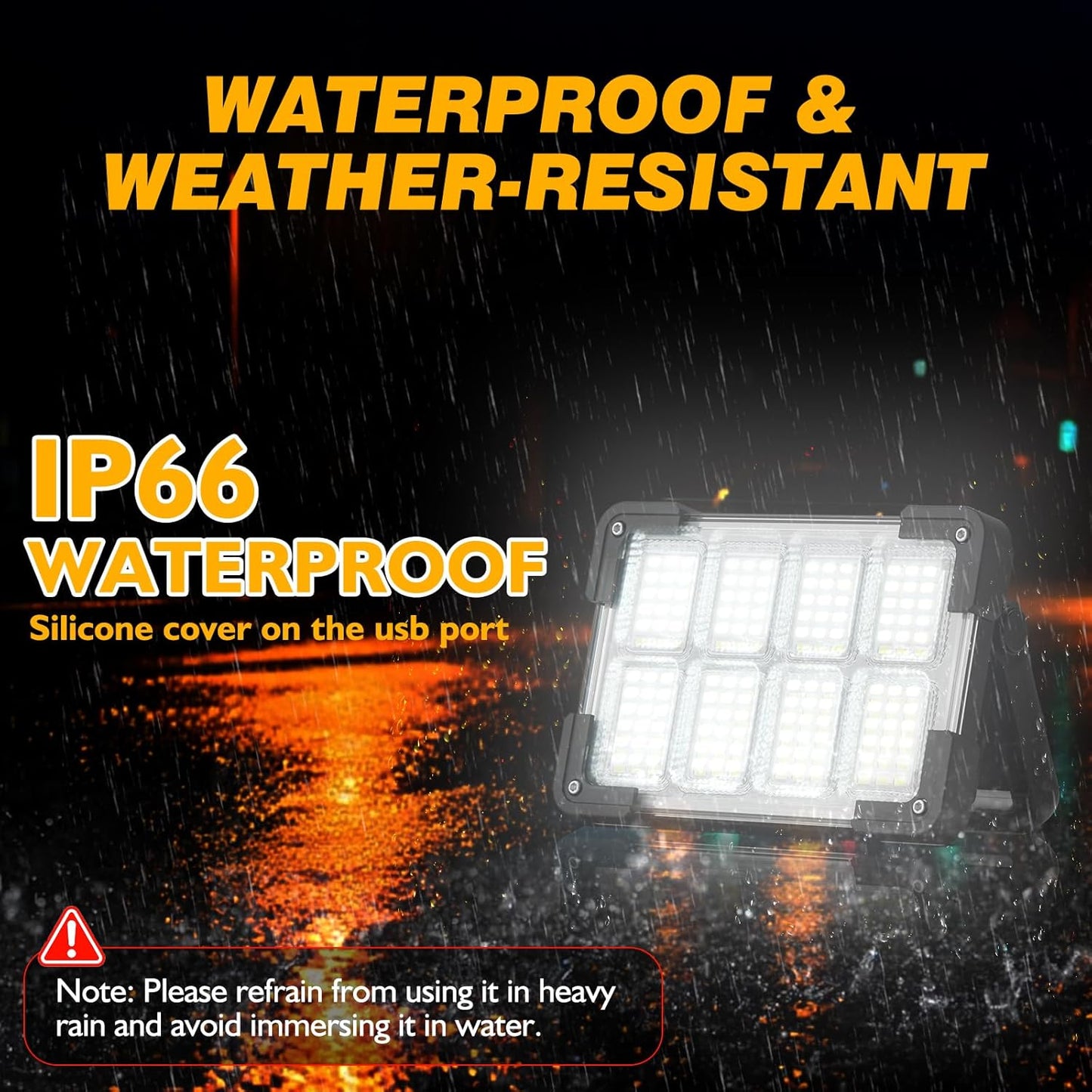 120W Solar Rechargeable Work Light, 144 LED 10000LM Led Work Light with 4 Modes, Portable Flood Light with Stand, IP66 Waterproof Outdoor Working Light for Emergency Mechanic Camping Repair (Black)