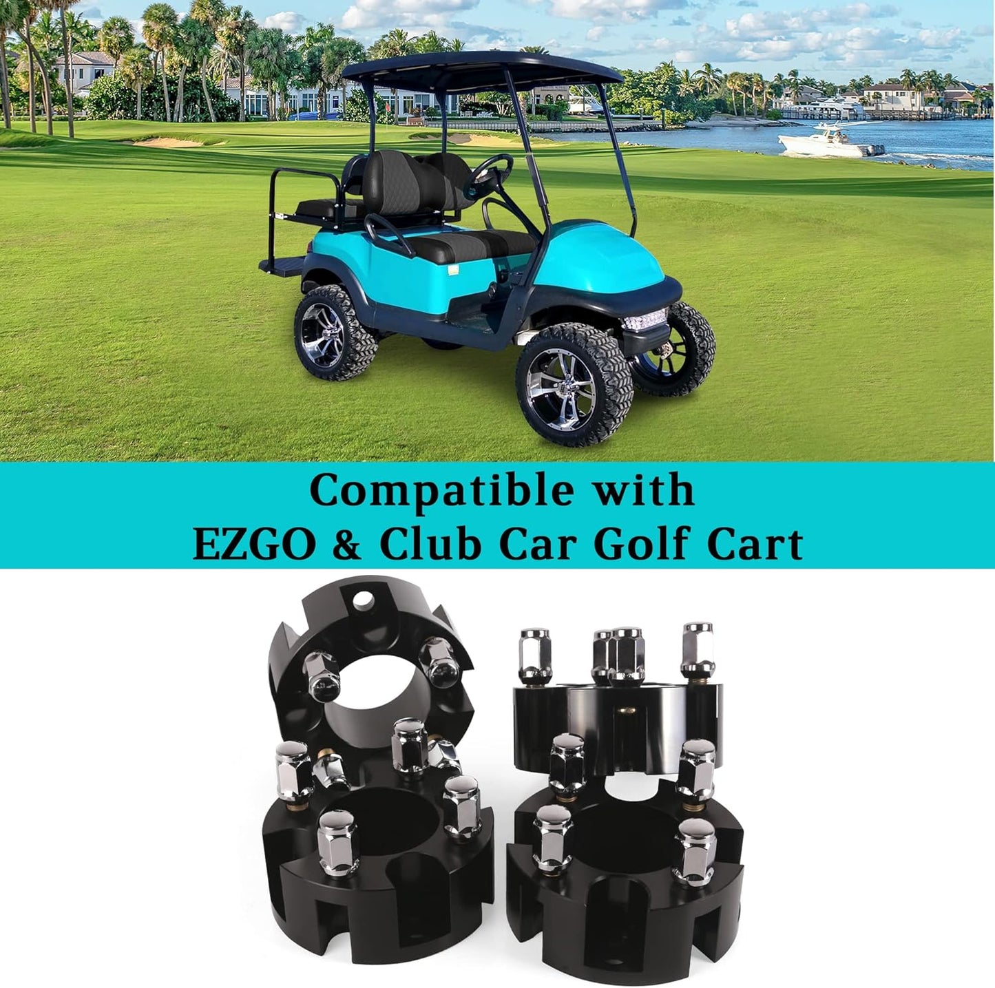 10L0L Golf Cart Wheel Spacers Adapters 2 Inch for EZGO Club Car 4 Lug (4x4 Bolt Pattern, 68mm Hub Bore, 1/2-20 Studs) - 4 Pack