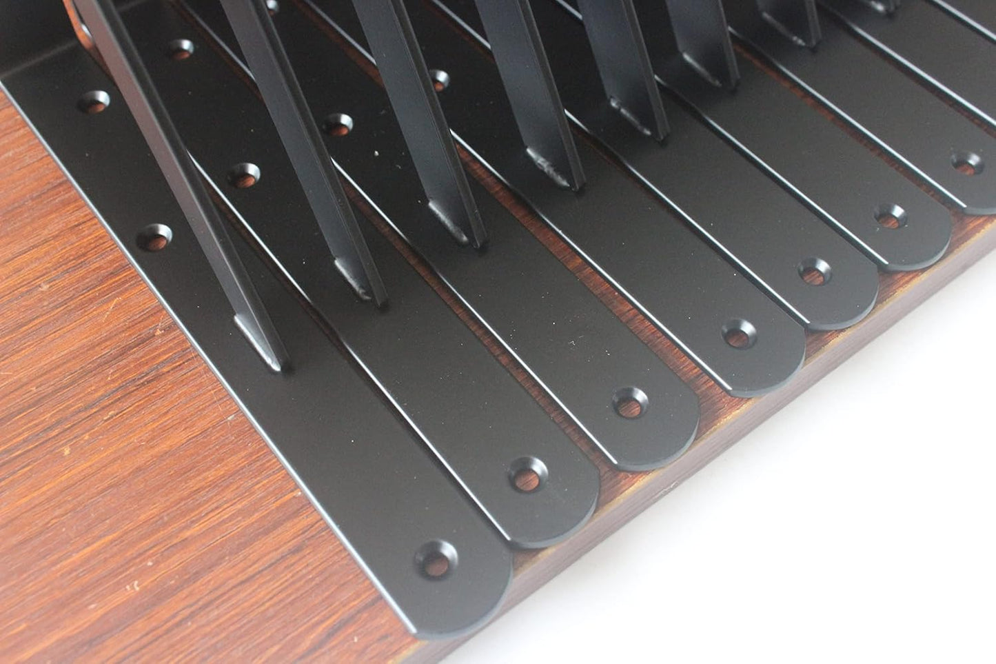 4 Pack L10 x H 8" Black Heavy Duty Shelf Brackets with Screws Metal Shelf Brackets Shelf Support Angle Brackets for Shelves L Brackets Heavy Duty Floating Shelf