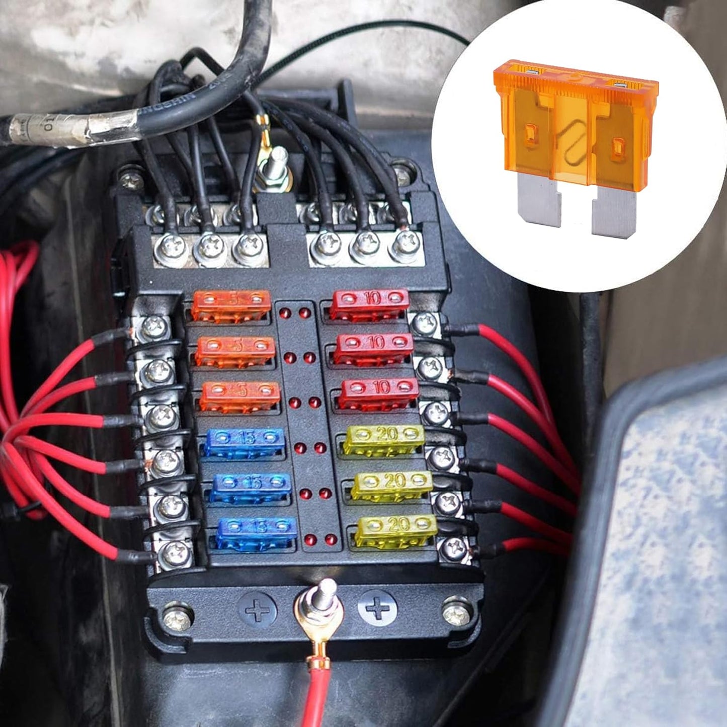 100 Pack Auto Fuses 5 AMP ATC/ATO Standard Regular Fuse Blade 5A Car Truck Boat Marine RV