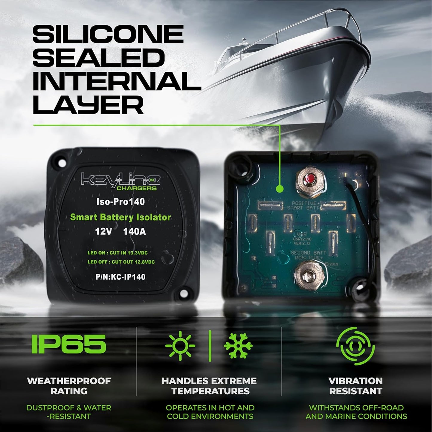 Dual Battery Isolator Kit 12V - 140 Amp Voltage Sensitive Relay (VSR) for Dual Battery Setup - Automatic Disconnect Switch for Car, Truck, RV, UTV, ATV, Marine