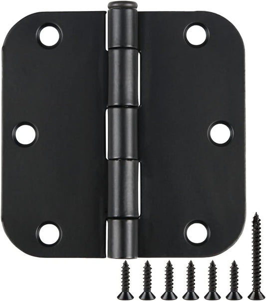 Rounded Door Hinges 3-1/2" x 3.5 Inch, 5/8 Radius, Matte Black 3 ½" 36 Pack No Squeak,Interior Hinge for Doors Office Bed Room,Outdoor Window,Constructition Iron Hardware for House Home Flat