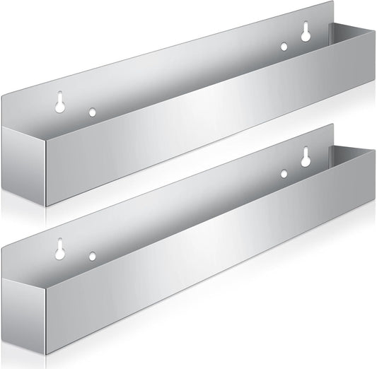 Tanlade 2 Pieces 32 Inch Single Speed Rail Stainless Steel Liquor Bottle Holder Wall Mounted Spray Bottle Rack Drink Rail Shelf for Bars, Silver