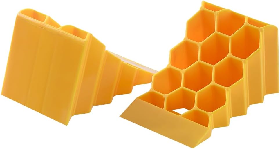 Wheel Chocks for Car, Camper,Trailers,RV,Truck, and Vehicles G.V.W. up to 8T, Anti Slip Bottom Tire Chock for All Weather,Lightweight, Easy to Carry,Perfect on All Surfaces and in All Weather.2Packs