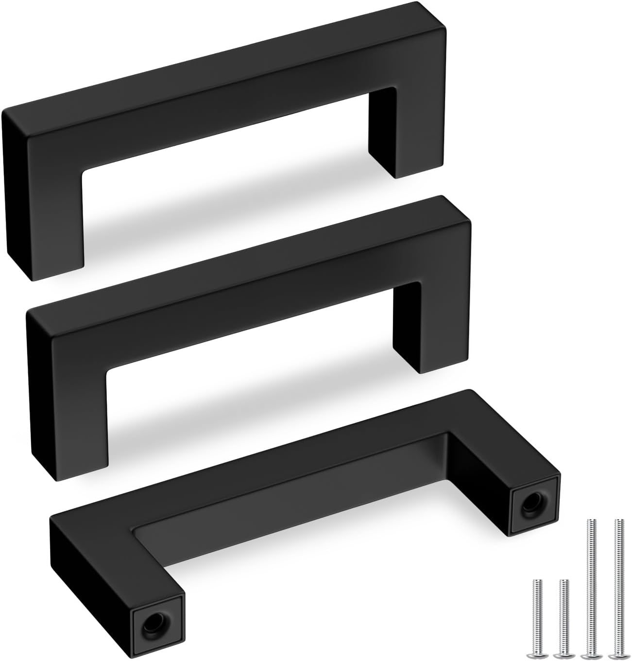 Goldenwarm 10 Pack Black Square Bar Cabinet Pull Drawer Handle Stainless Steel Modern Hardware for Kitchen Bathroom Cabinets Cupboard,Center to Center 3in (76mm) Modern Matte Black Drawer Pulls