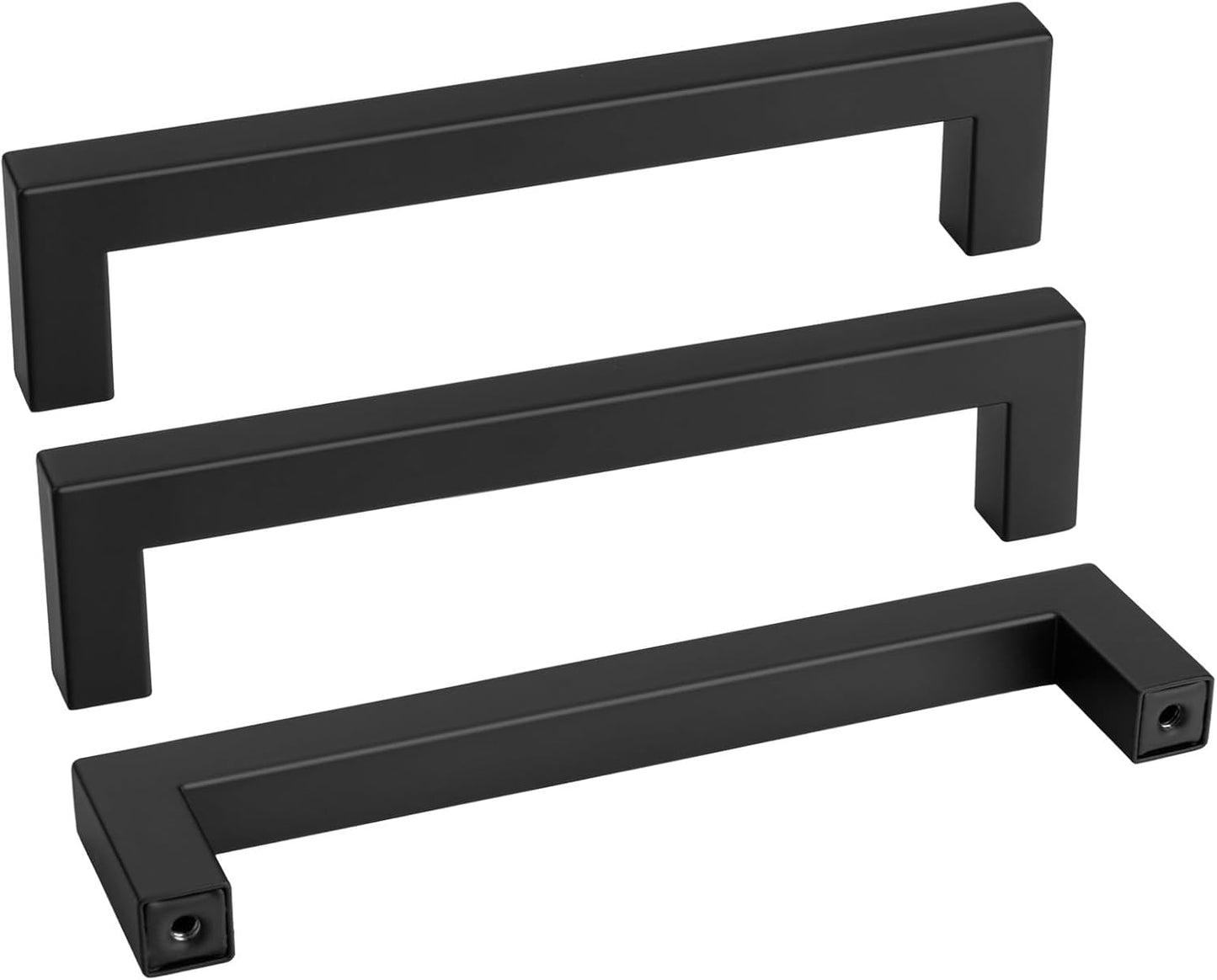 goldenwarm 15 Pack 6-1/4INCH Black Square Bar Cabinet Pull Drawer Handle Stainless Steel Modern Hardware for Kitchen and Bathroom Cabinets Cupboard,Center to Center 160mm Kitchen Cupboard Handles