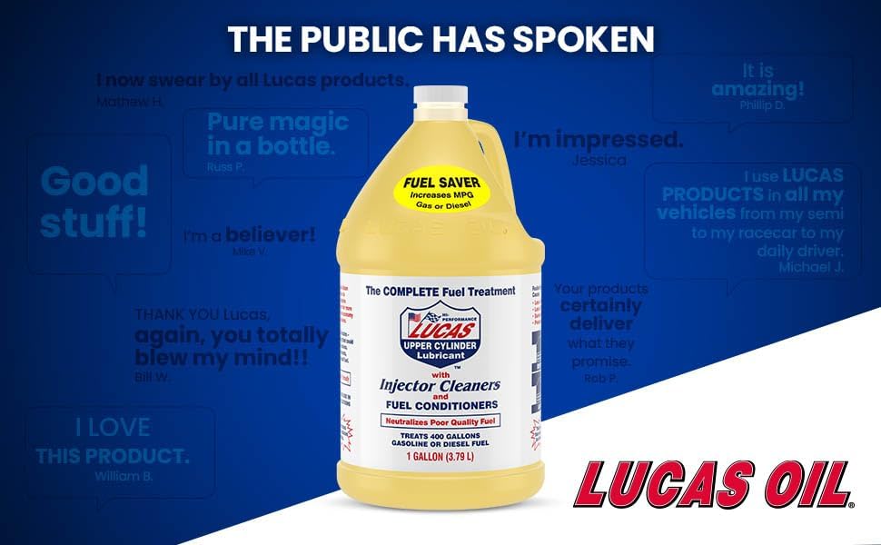 Lucas Oil Fuel Additive, Upper Cylinder Lube, System Cleaner, Lubricant, 1 gal Jug, Diesel/Gas, Set of 4