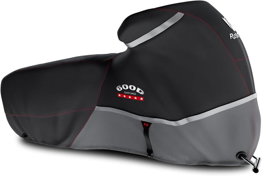 Rosefray Motorcycle Cover 600D Waterproof for Touring Models Harley Davidson Nightster,Sportster, Fat Boy Indoor & Outdoor Storage Gray