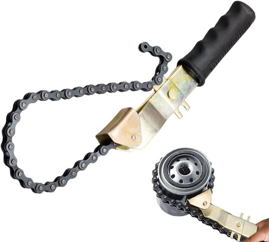 Mytee Products 15" Heavy-Duty Oil Filter Chain Wrench for 4" Diameter Filters – Rivet Locking Mechanism & Ideal for Chain Oil Filter Remover & General Maintenance Tasks