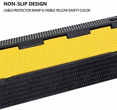 4 Pack Rubber Cable Ramp Hose Cable Protector Ramp 1 Channel 22000Lbs Load Capacity Traffic Speed Bump Wires Power Lines Extension Cord Cover for Indoor Outdoor