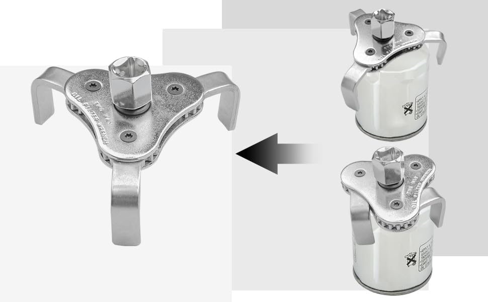 Universal Adjustable Oil Filter Wrench, Carbon Steel, 3-Jaw Design, 2.5-4.5 Inch Range, Suitable for Cars, Trucks, Motorcycles, Lawn Mowers