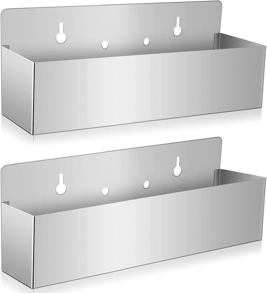 Tanlade 2 Pieces 15 Inch Single Speed Rail Stainless Steel Liquor Bottle Holder Wall Mounted Spray Bottle Rack Drink Rail Shelf for Bars, Silver