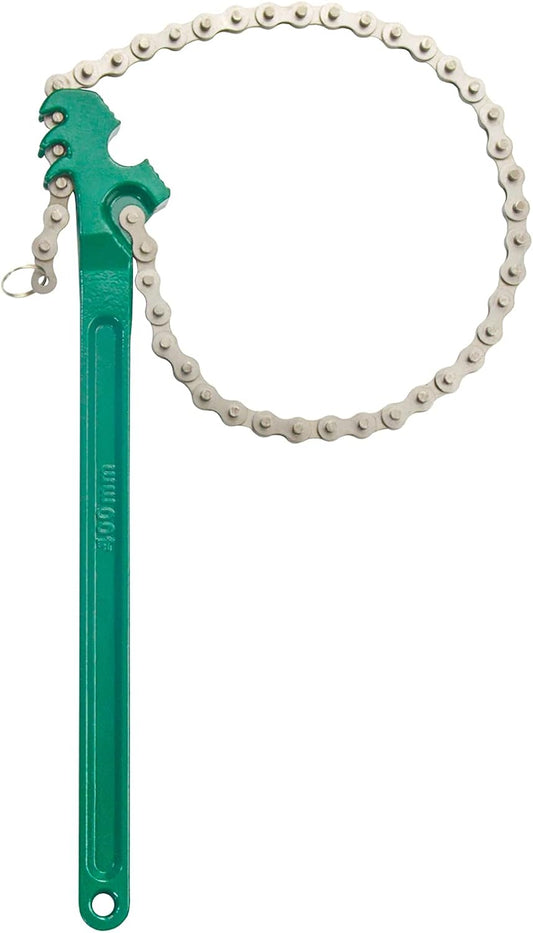 16 Inch Sturdy Adjustable Heavy Duty Ratcheting Chain Oil Filter Wrench Reversible Chain Style Pipe Fitter Wrench With Multi-Purpose Compatible With Max 8 Inch Diameter