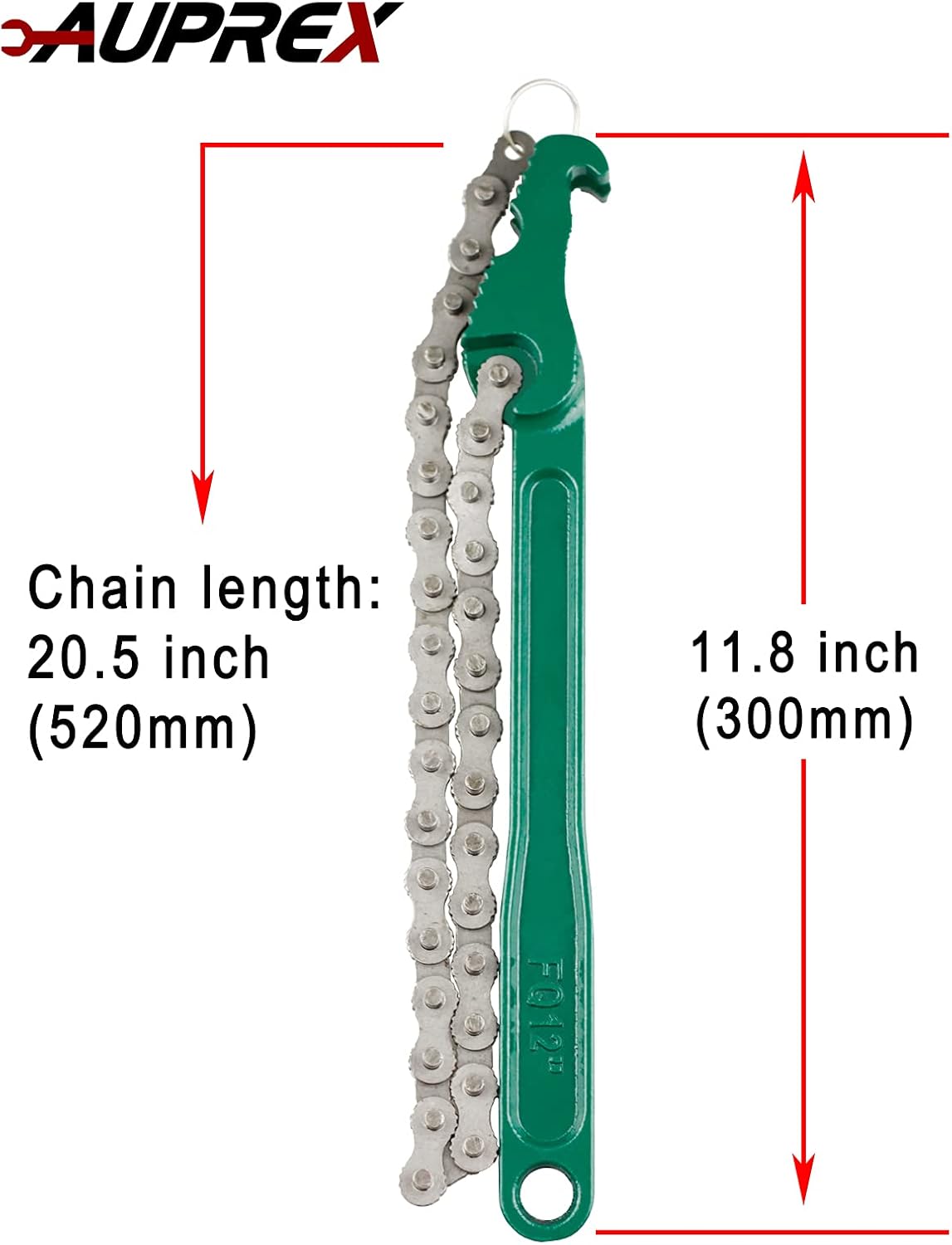 12 Inch Sturdy Carbon Steel Adjustable Heavy Duty Ratcheting Chain Oil Filter Wrench Reversible Chain Style Pipe Fitter With Multi-Purpose