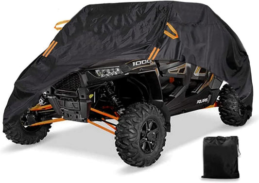 UTV Cover 4-6 Seater Waterproof Heavy Duty Black Oxford Cloth Protection Covers UTV Accessories for Polaris RZR Can-Am Defender All Weather Side by Side Cover