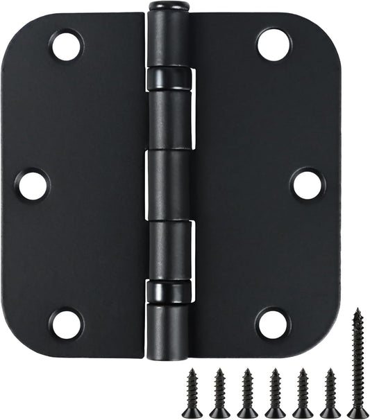 42 Pack Ball Bearing Door Hinges Matte Black 3.5 Inch 5/8"Radius Round Anti Squeak Interior 3-1/2"Flat Iron Bifold Standard Office Bedroom Indoor for Doors 3 ½" Hardware Control Home Decor Essentials