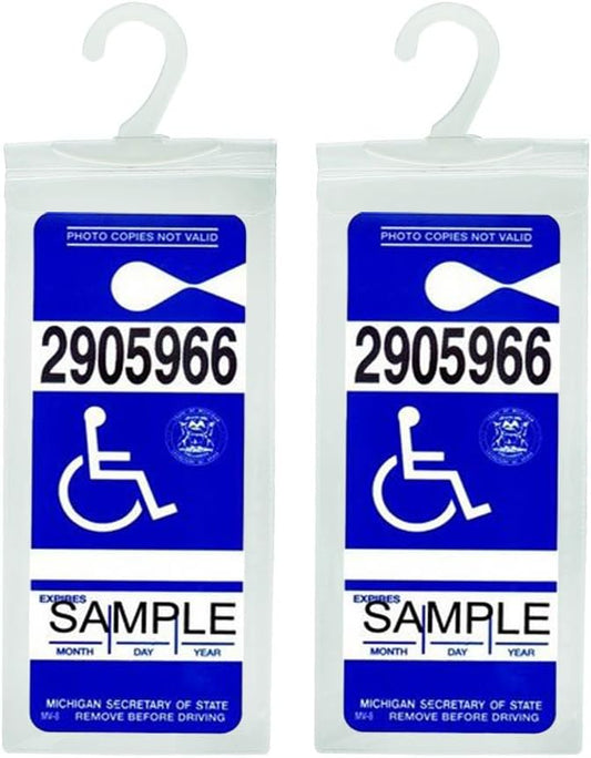 Handicap Placard Holder - Ultra Transparent Disabled Parking Permit Placard Protective Holder Cover with Large Hanger by Tbuymax (Set of 2)