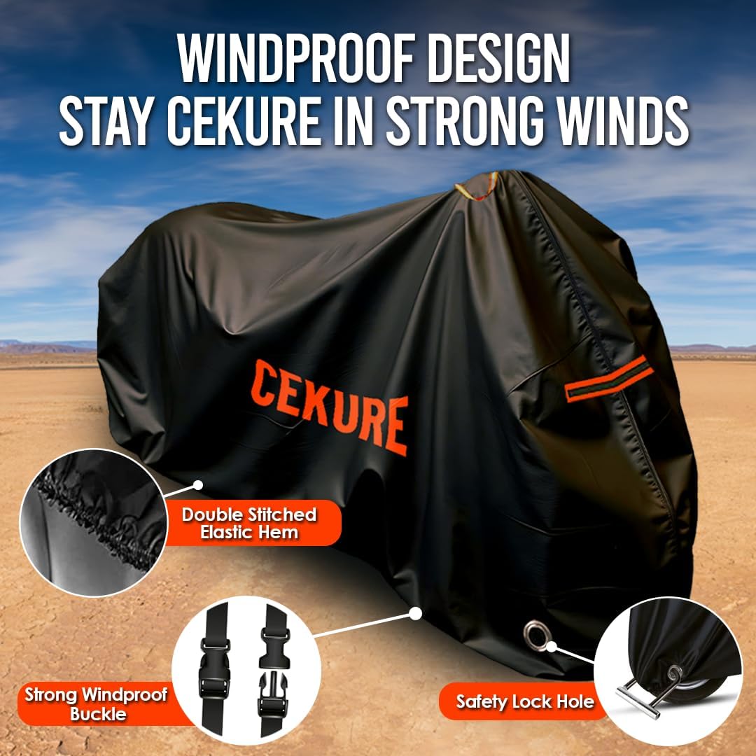 Your Ride! Heavy Duty Motorcycle Cover Waterproof Outdoor 210 Oxford Fabric with Heat Sealed Seams Ultra Waterproof Fits up to 96" All Weather Scooter Cover for Sport Bike with Carry Bag
