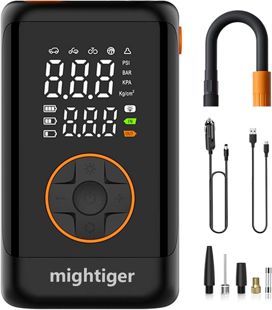 Tire Inflator Portable with Air Release Valve Mini Air Compressor Cordless with Cigarette Lighter with Digital Pressure Gauge can Preset Tire Pressure Auto Shut off SOS Light 150PSI for Cars