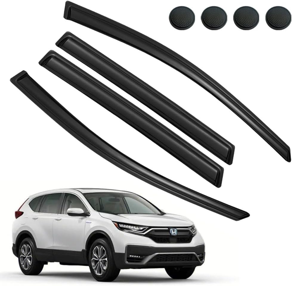 Rain Guards for Honda CR-V 2017-2022, Tape-on Side Window Deflectors for Honda CR-V, Window Visors for Honda Cars, for Honda Car Accessories 4 Rain Guards ＆ 4 Car Coasters
