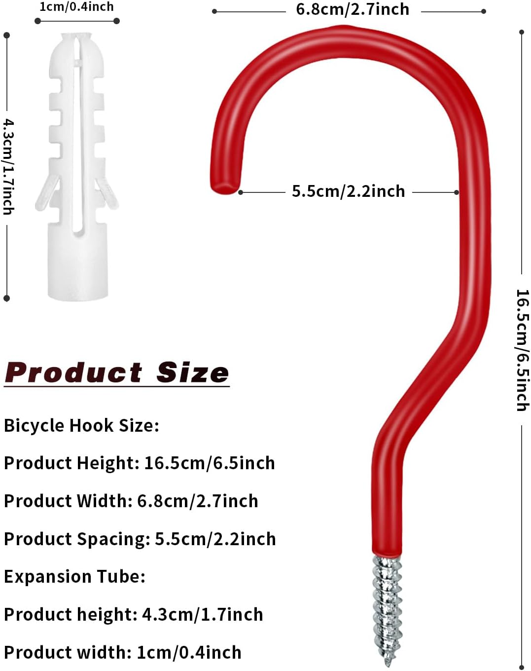 Bike Hooks Heavry Duty 6-Pack,Bicycle Storage Hanger Screw in Ceiling Hooks,Utility Hooks for Wall,Garage,Garden Organization and Storage,Fits Hanging All Bike Types,Bicycle Storage Hooks