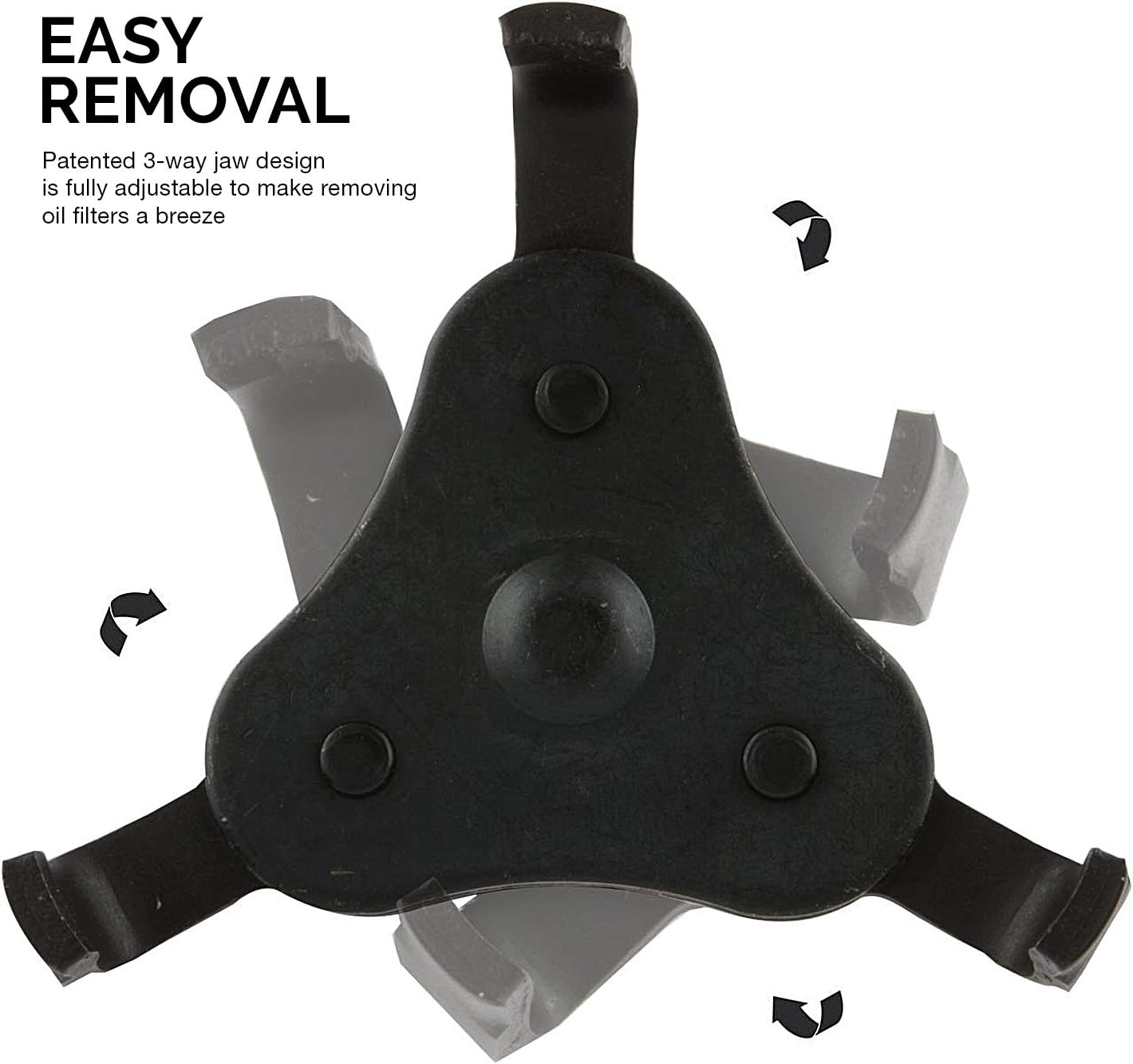 Neiko 03421A Two Way Universal Adjustable Oil Filter Wrench | 3-Jaw Design | 3/8" Square Drive Socket | Includes 1/2" Adaptor | Automotive Tool