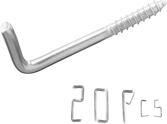 304 Stainless Steel 2-3/4 in Screw-in Hooks 20 Pcs,7 Shape Screw Hooks,Right Angle Medal Hooks l Shaped Screw in Hooks for Hanging