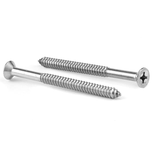 #14 x 4" Wood Screw 100Pcs 18-8 (304) Stainless Steel Screws Flat Head Phillips Fast Self Tapping Drywall Screws by SG TZH