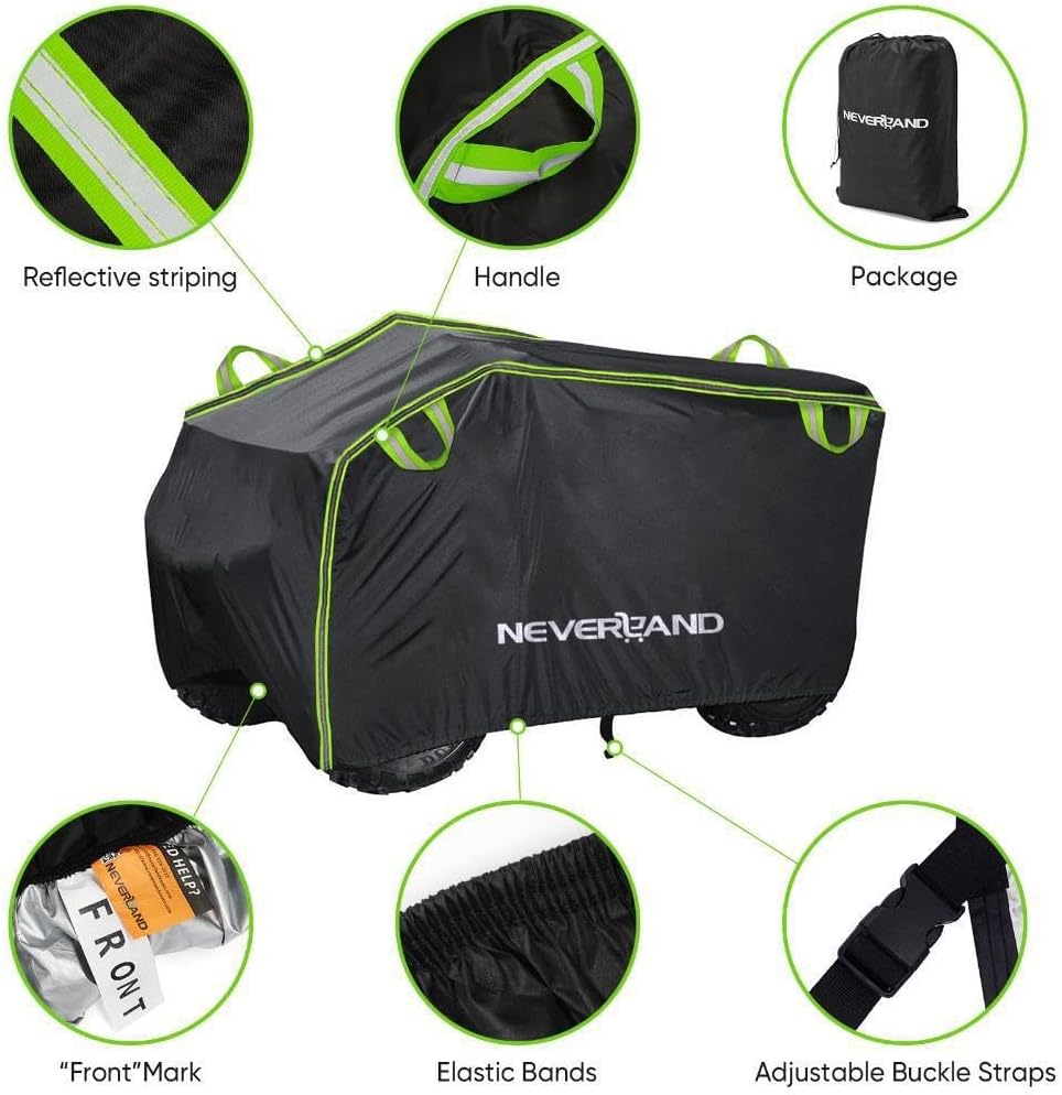 Neverland ATV Cover, Waterproof Heavy Duty 4 Wheeler Cover with Buckle, Dustproof Anti UV Windproof All Weather Outdoor Storage Quad Cover for Polaris Sportsman Yamaha Honda Coleman