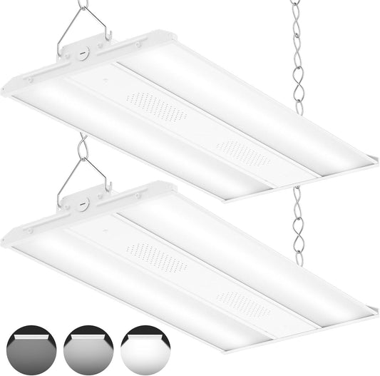 CINOTON 2FT 165W/110W/80W LED Shop Light with 22275LM, 0-10V Dimmable Linear High Bay Lighting, 120-277V Power Tunable Commercial Hanging Lights for Garage Office Warehouse Workshop UL Listed 2 Pack