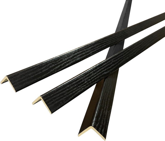 Wall Corner Protector 3PCS 45" Corner Molding Trim Black Wood Grain Corner Trim Decorative Strips for Door and Window Frames Mirror Edges Ceramic Tiles, and Wooden Wall Edges.
