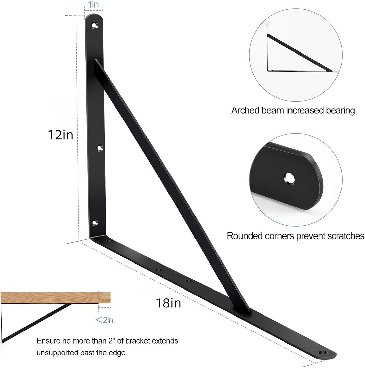 16 Pack L18 x H 12" Black Heavy Duty Shelf Brackets with Screws Metal Shelf Brackets Shelf Support Angle Brackets for Shelves L Brackets Heavy Duty Floating Shelf
