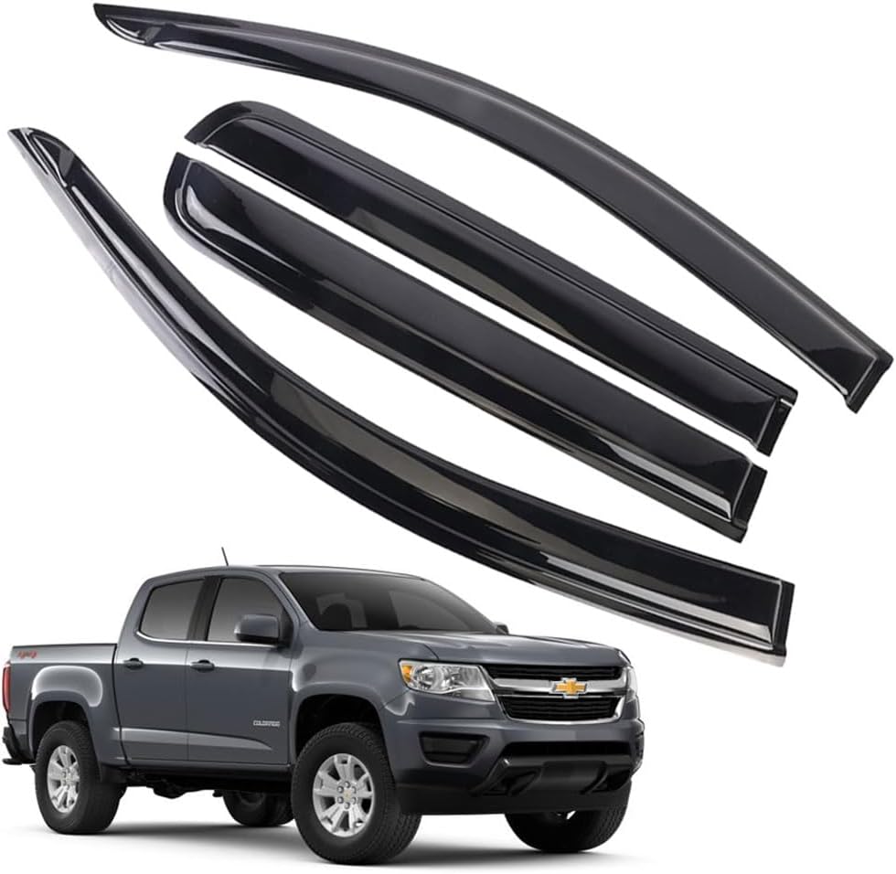 Rain Guards for Chevrolet (Chevy) Colorado/GMC Canyon Crew Cab 2015-2022, Tape-on Side Window Deflectors for Chevrolet Colorado, Window Visors for Chevrole Trucks,for Chevrolet Car Accessories, 4 pcs