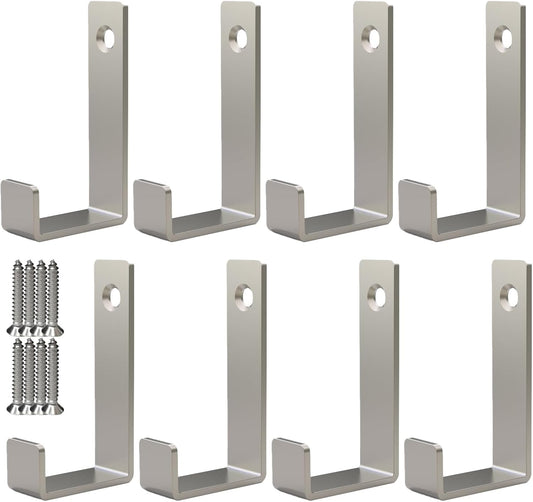 Hooks for Hanging Stainless Steel Heavy Duty Coat Hook Wall Hooks Robe Hanger Hooks Hanging Hat Key Holder for Towel, Bag Indoor Outdoor (Silver-Square, 2.5x1.3inch,8pcs) (-Square, 2.5x1.3)