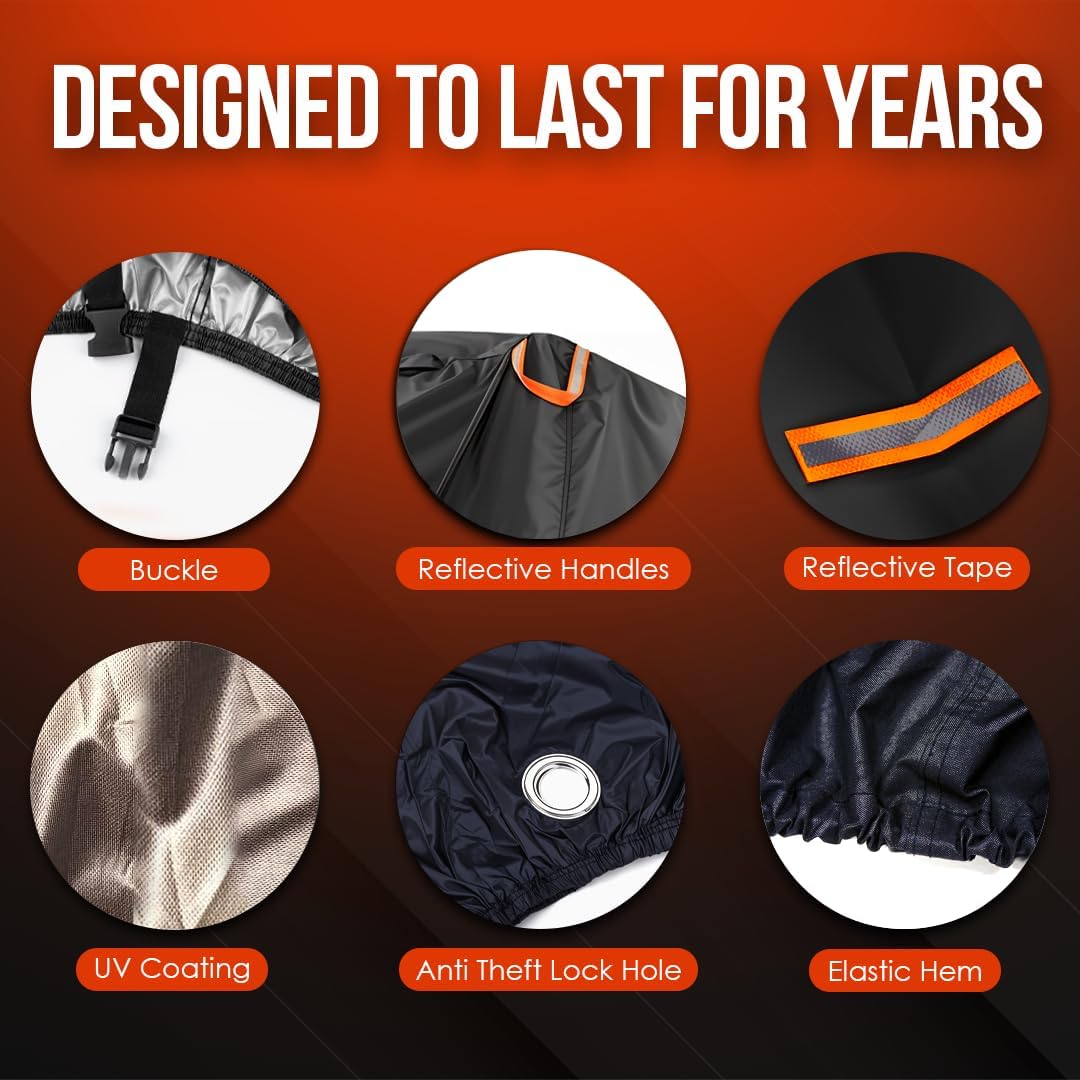 Your Ride! Heavy Duty Motorcycle Cover Waterproof Outdoor 210 Oxford Fabric with Heat Sealed Seams Ultra Waterproof Fits up to 96" All Weather Scooter Cover for Sport Bike with Carry Bag