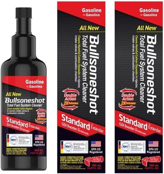 2 Pack Bullsoneshot Standard Total Fuel System Cleaner & Fuel Additive for Gasoline Engine