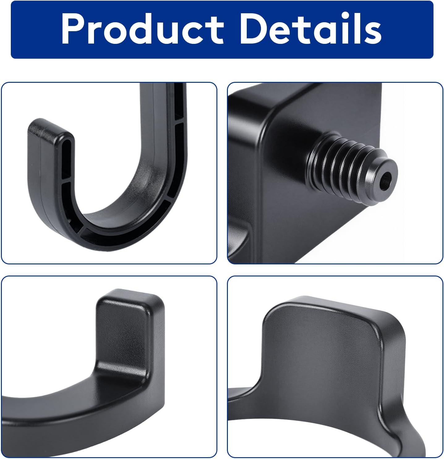 6 Pcs ABS Storage Shed Tool Hooks, Heavy Duty Shed Accessories & Hooks - Compatible with Suncast & Craftsman Sheds, Black J/U/V Shape for Organizing Garden Tools and Hoses in Outdoor Sheds