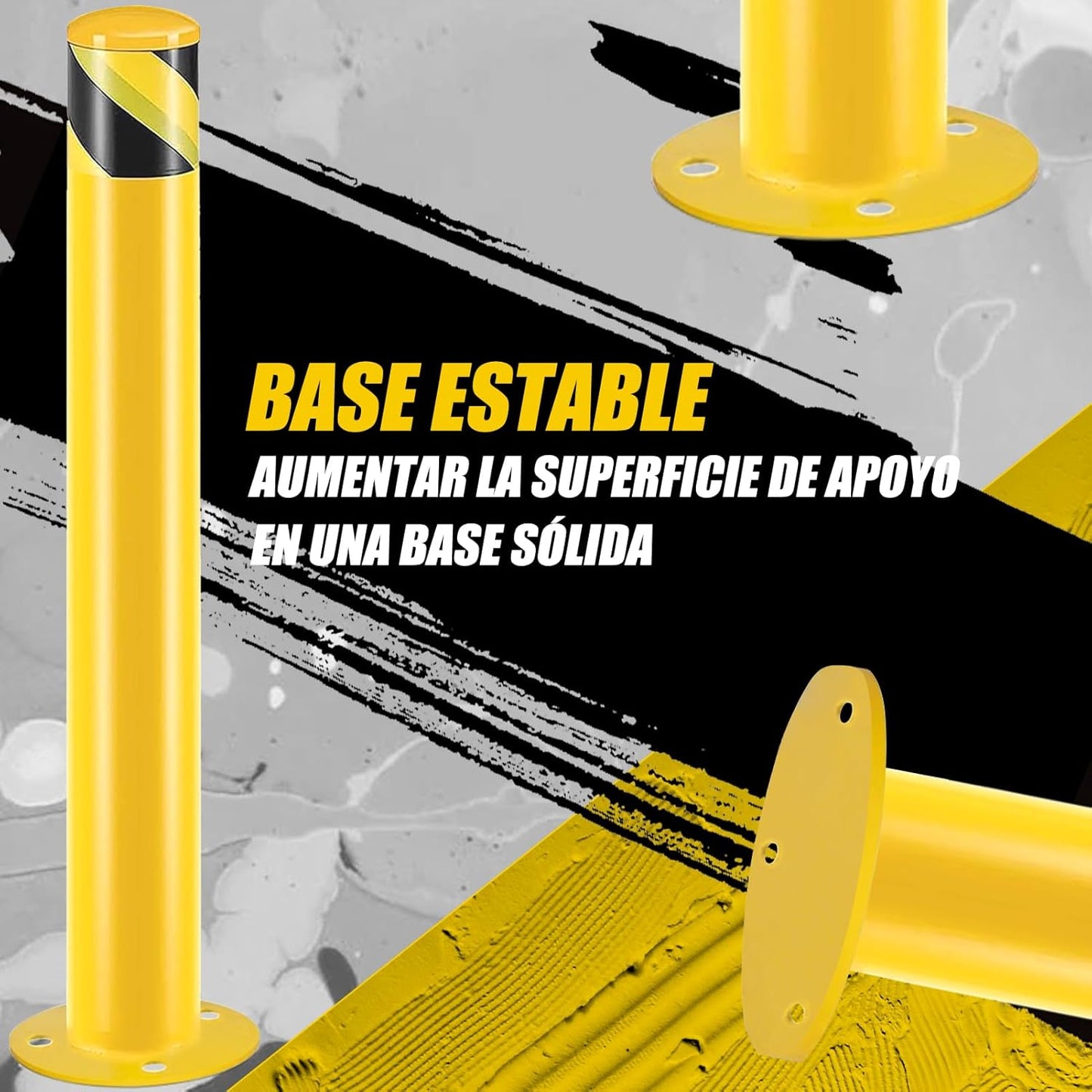 Safety Bollard Post, Steel Bollards,Parking Bollard, Yellow Powder Coated Safety Parking Barrier Post, for Traffic Sensitive Areas (12, 42"H*3.5"D)