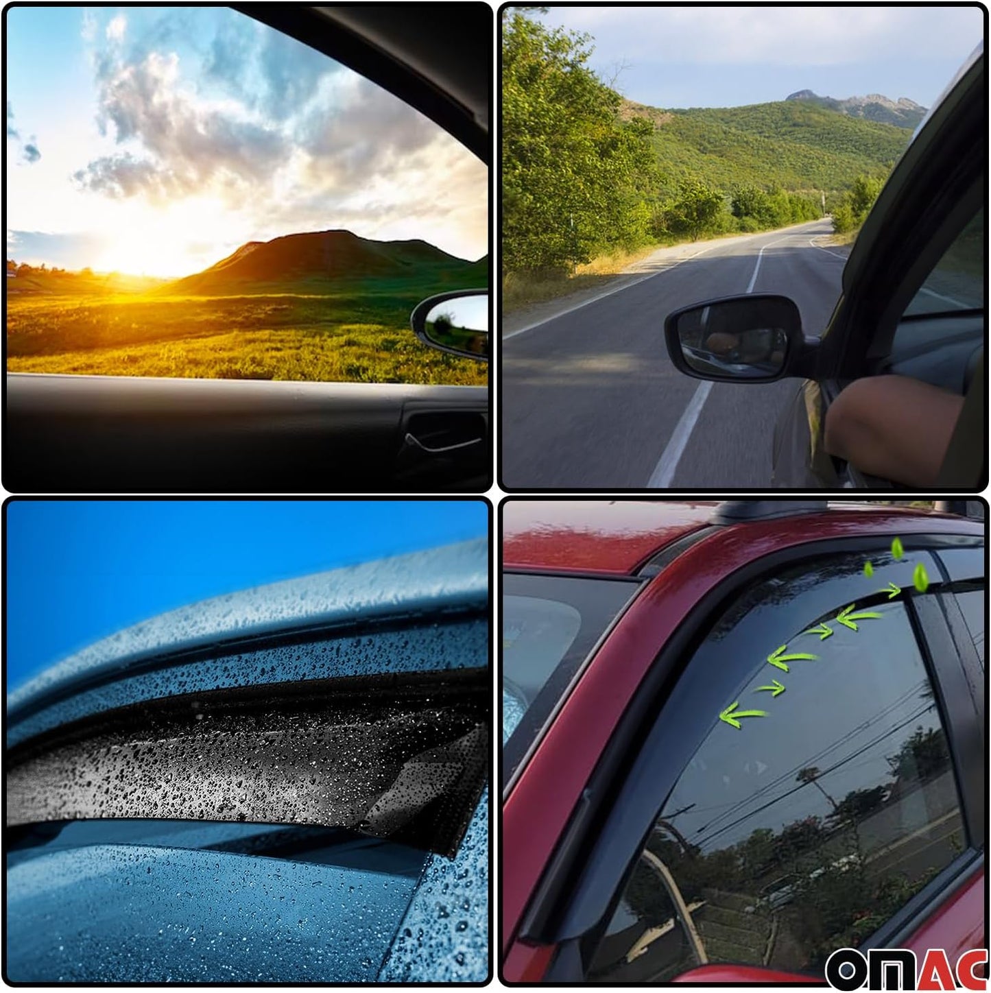 OMAC Window Visor Vent Rain Guard Deflector for Hyundai Tucson 2010-2015 Smoke 4 Pcs