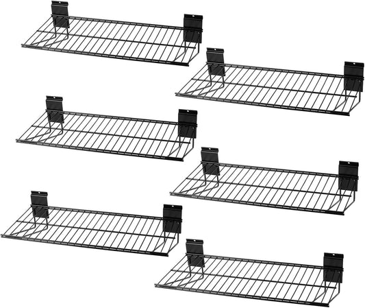Slatwall Shelves, Slat Wall Accessories, Slat Wall Wire Shelf, Heavy Duty Garage Storage Slatwall Shelf(24-Inch Width,6 Pack)