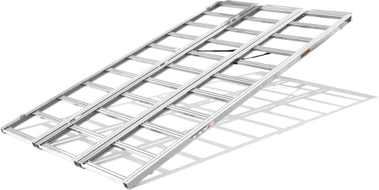 Rockland Tri-Fold Aluminum Loading Ramp, 84" x 54", 1500 LBS Loading Capacity, Portable Ramp for Motorcycles, Ebikes and ATVs, with 2 Safety Straps Included