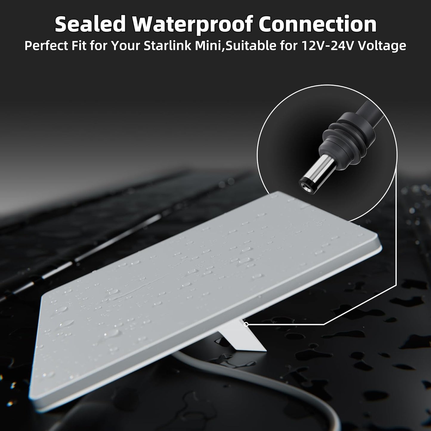 Starlink Mini Power Cable DC Cigarette Lighter Power Cable 10 Feet with Type-C Port, QC 3.0 Port & Voltmeter Display, 3-in-1 Starlink Mini DC Cable Fast Charging for Car Truck RV Ship