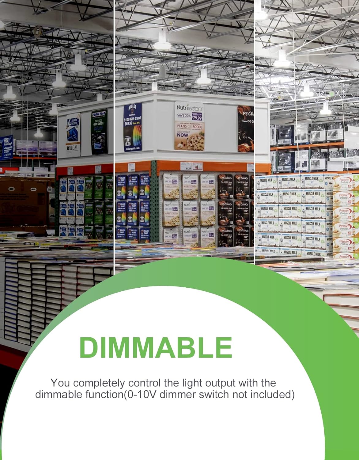240W UFO LED High Bay Light, UL & DLC Listed 5000K Daylight 33600LM, 0-10V Dimmable LED High Bay Lights AC100-277V, IP65 Waterproof Commercial Bay Lighting Fixture for Warehouse Workshop