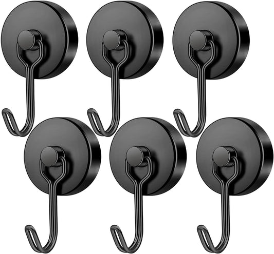 FINDMAG 100lbs+ Magnetic Hooks Heavy Duty, Extra Strong Magnetic Hooks for Cruise Cabins, Large Magnet Hooks for Refrigerator, Magnetic Hanger for Garage, Kitchen, Garden, Locker Accessories, 6 Pack